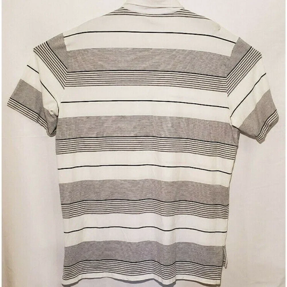Ralph Lauren Golf Mens XL Polo Shirt White Gray Diagonal Stripe VGUC